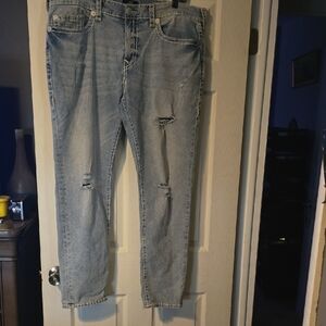 True Religion Men's Faded Blue Relaxed Jeans